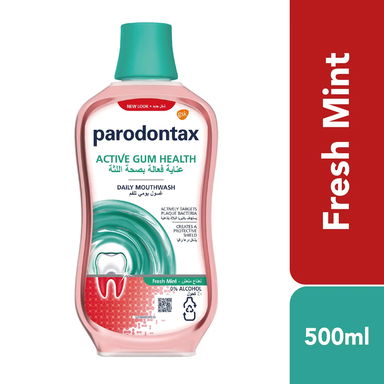 بارودونتكس غسول فم يومي للعناية باللثة انتعاش النعناع 500 مل