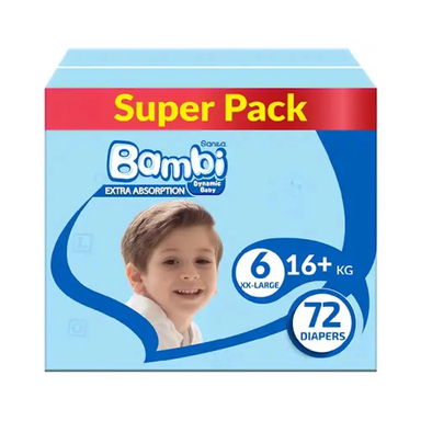 بامبي حفاضات سوبر كبير 72 قطعة