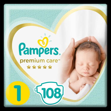 حفاضات بامبرز عناية مميّزة، مقاس 1، المولود الجديد، 2-5 كلغ، العبوة الضخمة، 108 حفاضاً