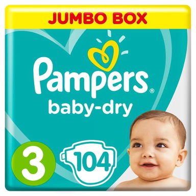 بامبرز حفاضات Baby Dry مقاس 3 104 حفاضاً